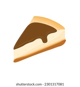 Chocolate Flavor Cheese Cake Slice vector illustration logo