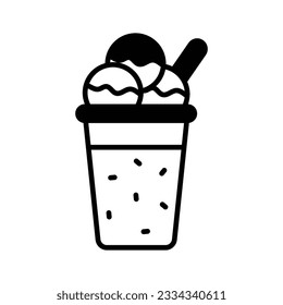 Chocolate flavor ice cream vector in modern design style, customizable icon