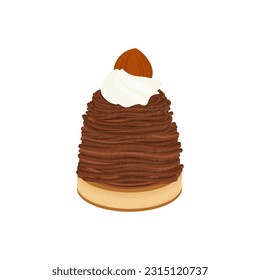 Chocolate Flavor Mont Blanc Ice Cream Dessert Illustration Logo