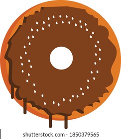 Chocolate flavored Doughnut Concept, donut Sweet Dessert Vector Color Icon Design, Baked goods and flour based food Product Symbol on White background, Confectionery items Sign