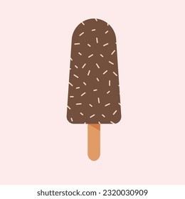 Chocolate flavored popsicle. Chocolate ice cream vector cartoon style