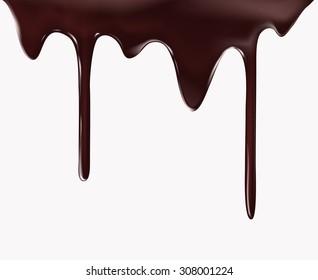 Chocolate flow isolated on white background. Vector