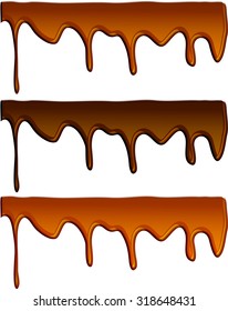 Chocolate flow. Vector illustration of melting chocolate. Chocolate drop. Abstract chocolate background.