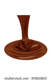 Chocolate flow. Vector illustration of melting chocolate. Chocolate drop. Abstract chocolate background.