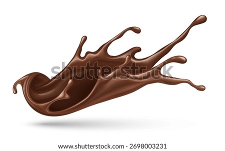 Chocolate Fluid. Sweet milky chocolate splash. Melting liquid fluid crown. Vector Illustration Isolated on white background.