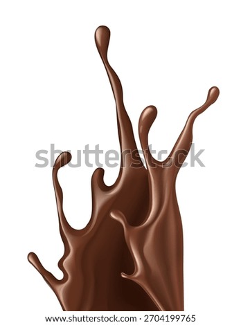 Chocolate Fluid. Sweet milky chocolate splash. Melting liquid fluid crown. Vector Illustration Isolated on white background.