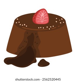 Chocolate fondant lava cake illustration