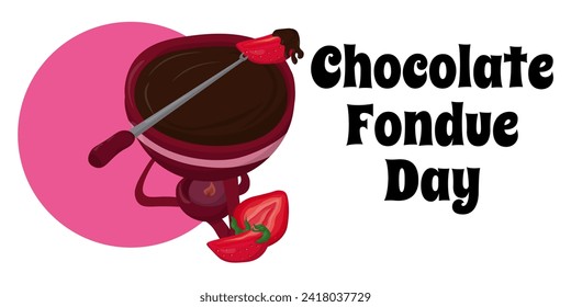 Chocolate Fondue Day, simple horizontal banner or poster vector illsutration on food theme