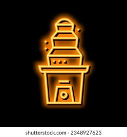 chocolate fondue fountain neon light sign vector. chocolate fondue fountain illustration