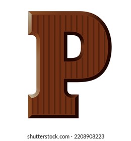 Chocolate font letter P - Sinterklaas day celebration - vector illustration isolated on transparent background