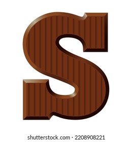 Letra de fuente de chocolate S - Celebración del día de Sinterklaas - ilustración de vector aislada en fondo transparente