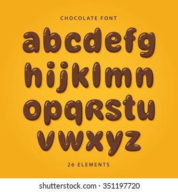 Chocolate Font. Lowercase Letters With Glint