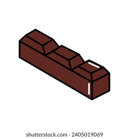 Chocolate of food colorful set. The rich and sweet bar of chocolate adds a luscious touch to the overall design, creating a perfect balance. Vector illustration.