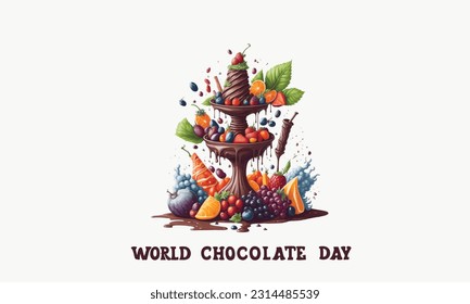 Fuente de chocolate con fruta para el día mundial del chocolate