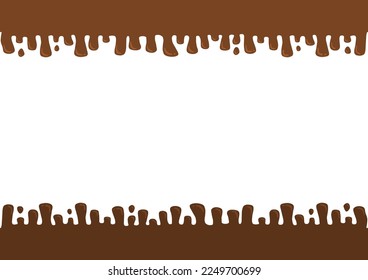 Chocolate frame illustration. Melting chocolate design. Space for text in the middle. Vector illustration.