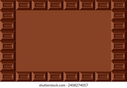 Chocolate frame. Vintage vector illustration background. Milk chocolate vector. Bar of chocolate