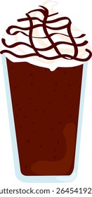 Chocolate Frappe com Chantilly e Xarope | Bebida a frio desenhada à mão Vetor