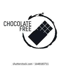 Chocolate Free. Allergen food, GMO free products icon and logo. Intolerance and allergy food. Concept black and simple vector illustration and isolated art.