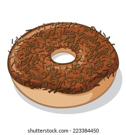 Chocolate Frosted with Sprinkle Donut Vector