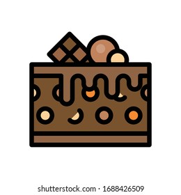 Icono de diseño relleno para la ilustración vectorial de la tarta de chocolate