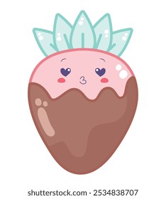 chocolate and fruit candy kawaii isolated
