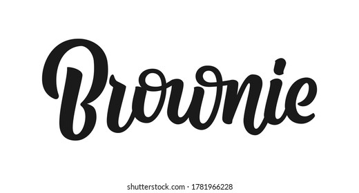 Chocolate fudge brownie vector text. Hand drawn lettering typography isolated on white background. Packaging, print, poster, banner, logo design	