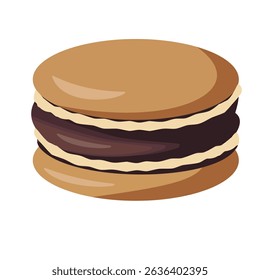 Chocolate ganache filling macaron isolated