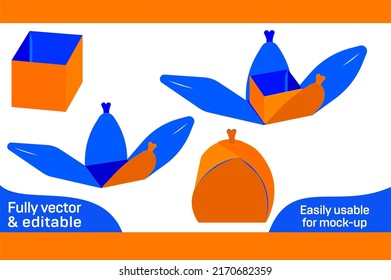 Chocolate gift box square size die cut template and 3D vector file