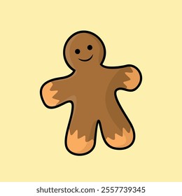 chocolate gingerbread man vector with smile