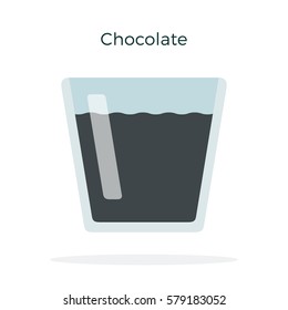 Chocolate in a glass vector flat material design isolated on white