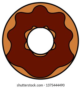 Chocolate glazed donut icon. Vector illustration design