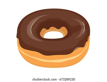 Chocolate glazed donut vector