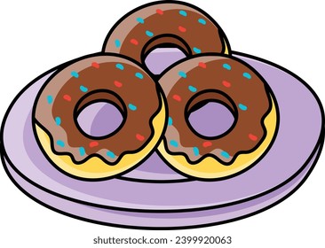 Chocolate Glazed doughnut or donut concept, ring-shaped cake vector color icon design, Fastfood symbol, Grab and go meals sign, Takeout takeaway snack stock illustration