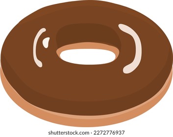 Chocolate glazed ring donut. Vector design isolated on white background. Ring doughnut. sweets cartoon.