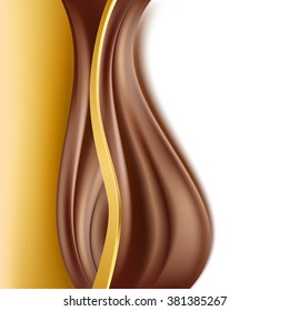 chocolate with gold border background. creamy abstract background. vector
