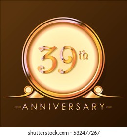 chocolate and gold circle 39th anniversary design