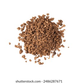 Chocolate Granola Vector, Cocoa Muesli Icon Pile Isolated, Crunchy Cereals, Oatmeal Muesli with Seeds and Grains, Chocolate Granola on White Background Minimal Illustration