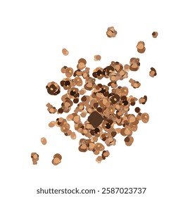 Chocolate Granola Vector, Cocoa Muesli Icon Pile Isolated, Crunchy Cereals, Oatmeal Muesli with Seeds and Grains, Chocolate Granola on White Background Minimal Illustration