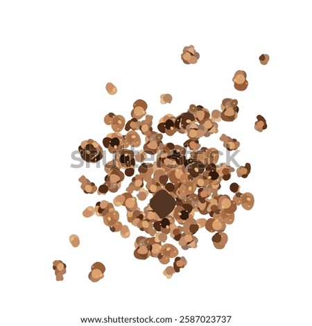Chocolate Granola Vector, Cocoa Muesli Icon Pile Isolated, Crunchy Cereals, Oatmeal Muesli with Seeds and Grains, Chocolate Granola on White Background Minimal Illustration