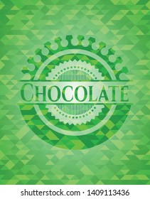 Chocolate green emblem with mosaic background. Vector Illustration. Detailed.