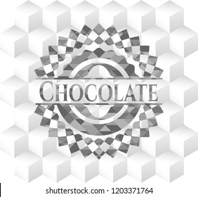 Chocolate grey emblem with geometric cube white background
