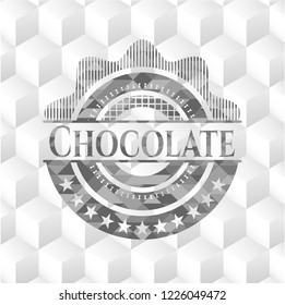 Chocolate grey emblem with geometric cube white background