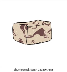 Chocolate halva broken piece with crumbs. Vector Illustration.
turkish halva for breakfast