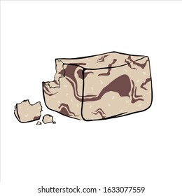 Chocolate halva broken piece with crumbs. Vector Illustration.
turkish halva for breakfast