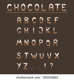 Chocolate hand draw alphabet. ABC for your projects and design. ?apital letters