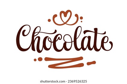 Chocolate, hand drawn calligraphy logo lettering. Isolated vector typography design element. World Chocolate day creative concept. Cafe, shop, product promotion template quote for any season events