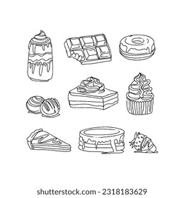 chocolate hand drawn doodle illustrations vector set