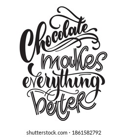 Chocolate hand lettering quote. Warm Christmas winter word composirion. Vector design elements for t-shirts, bags, posters, cards, stickers and menu