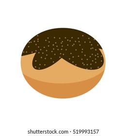 Chocolate Hanukkah doughnut, Traditional Jewish holiday food.A Vector illustration of Sufganiyah. 