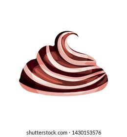 Chocolate Hazelnut paste in the form of mountains. Vector illustration on white background.